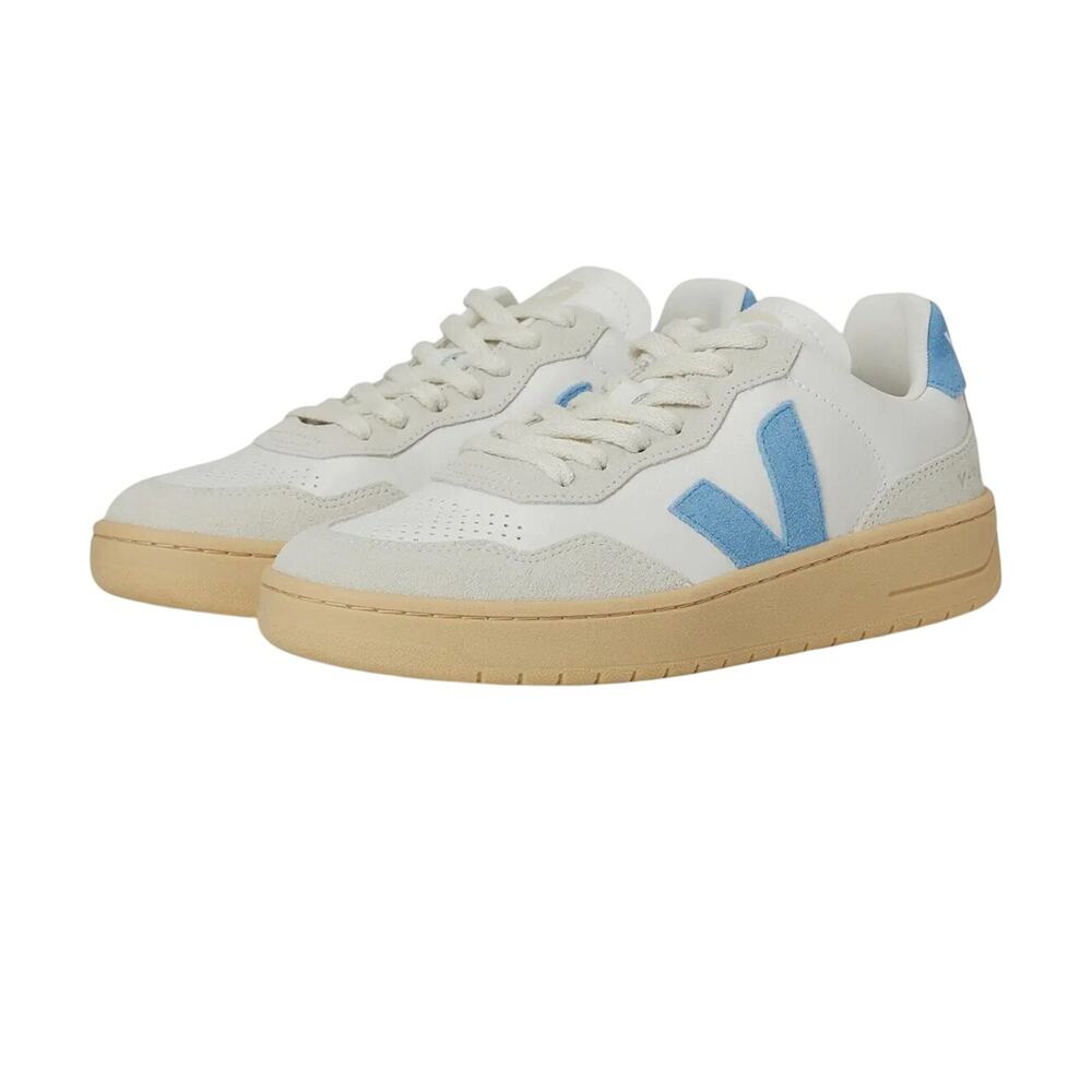 Like New Veja V-90 Leather Sneaker Extra White Aqua Natural EUR 40 / US 9